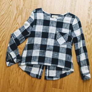 Anthropologie cloth & stone Plaid Button Back Top